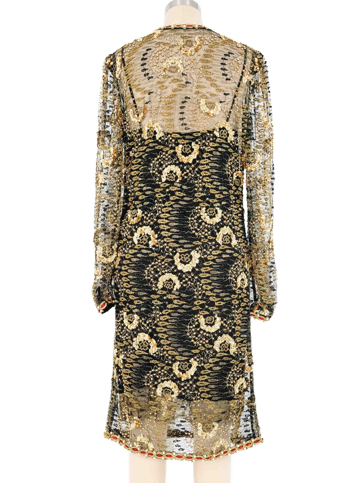 Embellished Lace Shift Dress