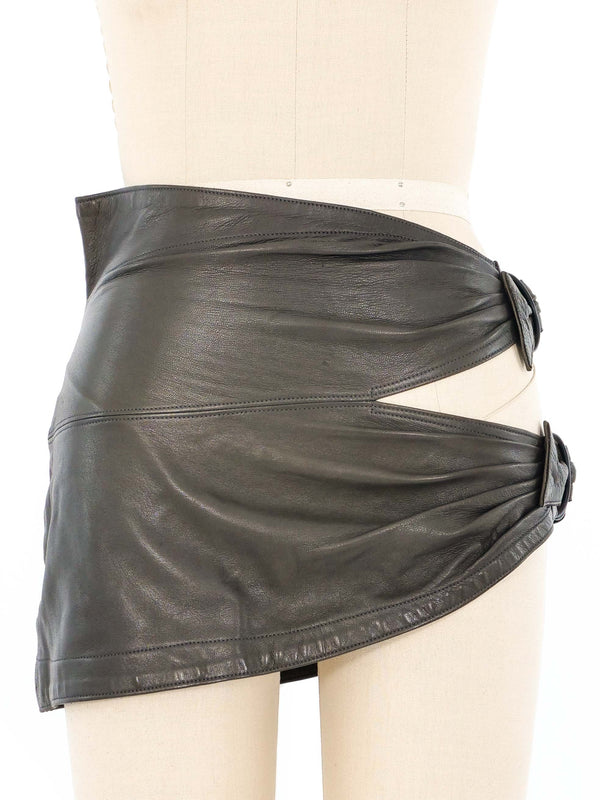 1983 Alaia Leather Cutout Mini Skirt Bottom arcadeshops.com