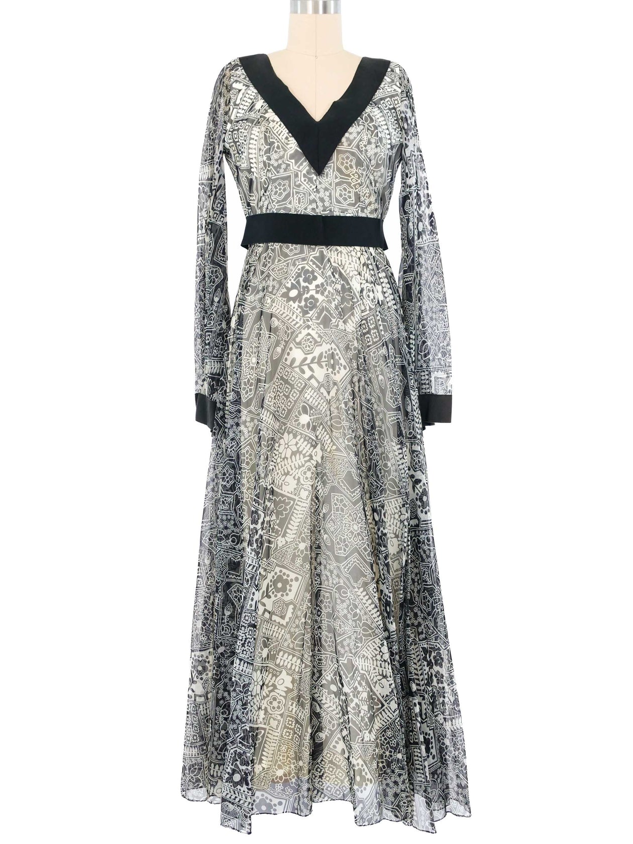 Jean Varon Printed Chiffon Maxi Dress