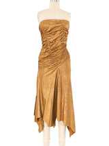 Donna Karan Metallic Suede Strapless Dress Dress arcadeshops.com