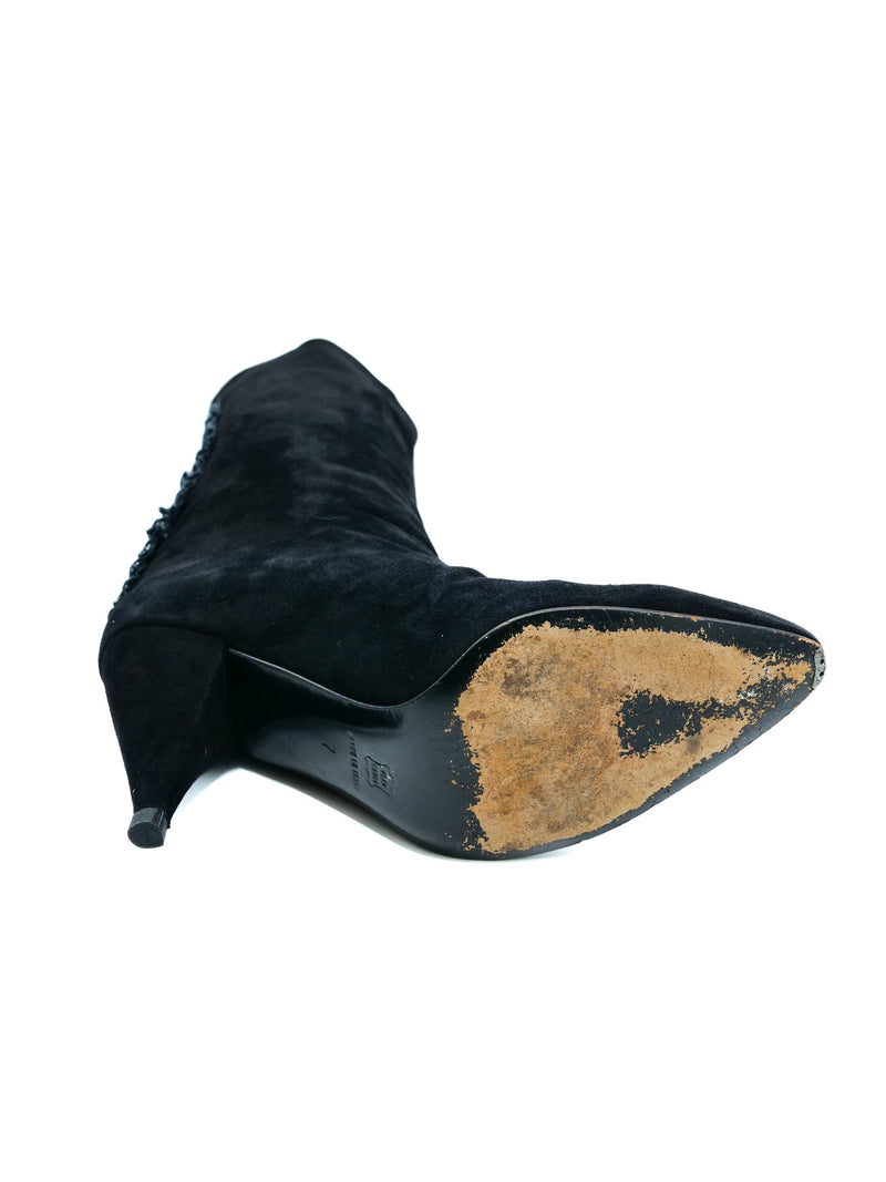 Leather Applique Suede Heeled Boots, 7 Accessory arcadeshops.com