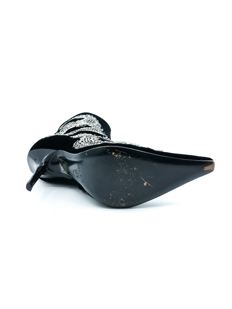 Rene Caovilla Velvet Rhinestone Dragon Ankle Boots, 37.5 Accessory arcadeshops.com