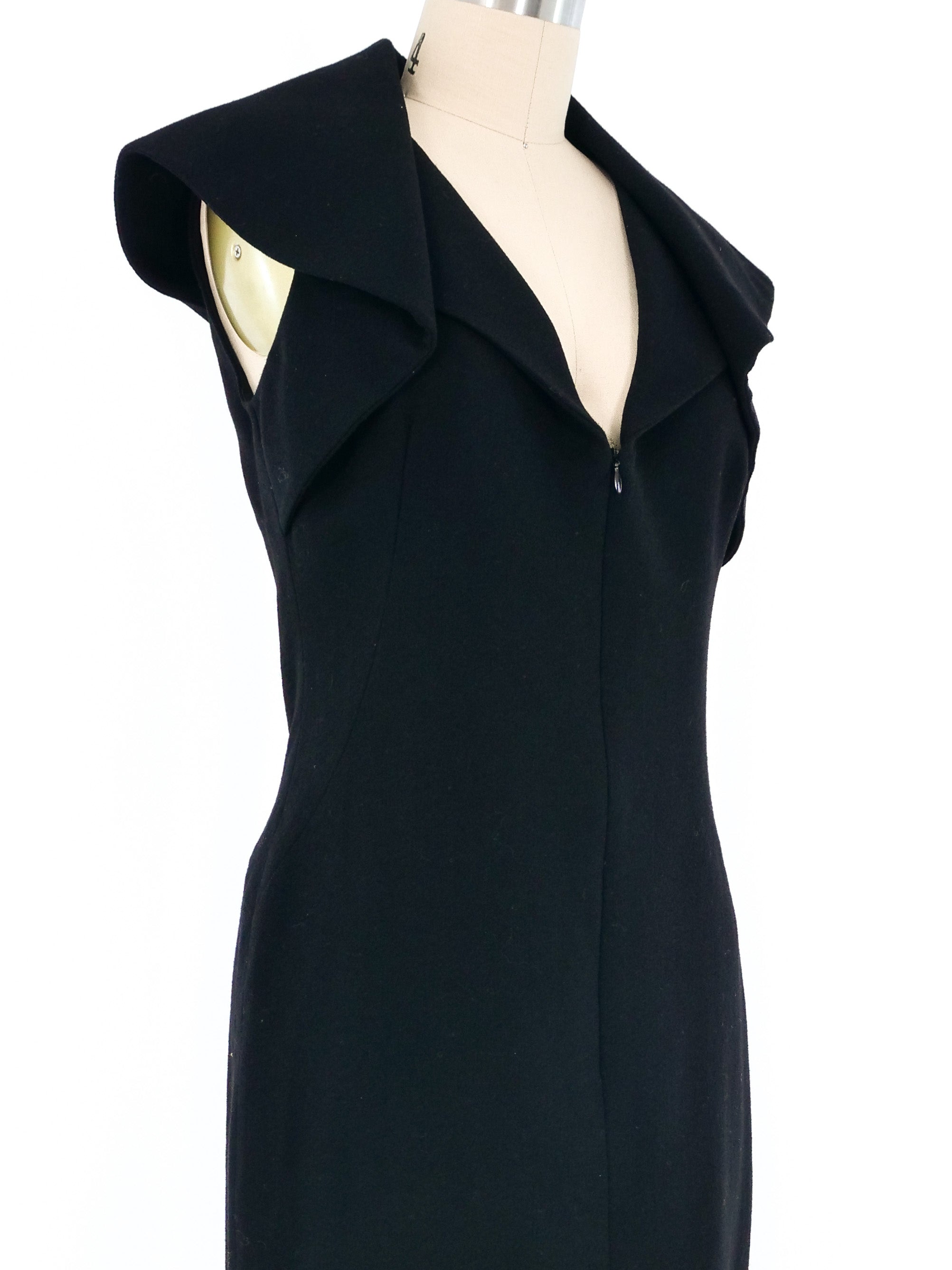 Alexander McQueen Wool Cape Collar Dress