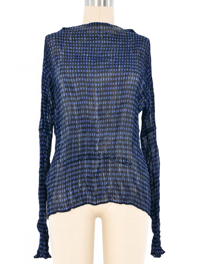 Issey Miyake Pleated Sheer Long Sleeve Top Top arcadeshops.com