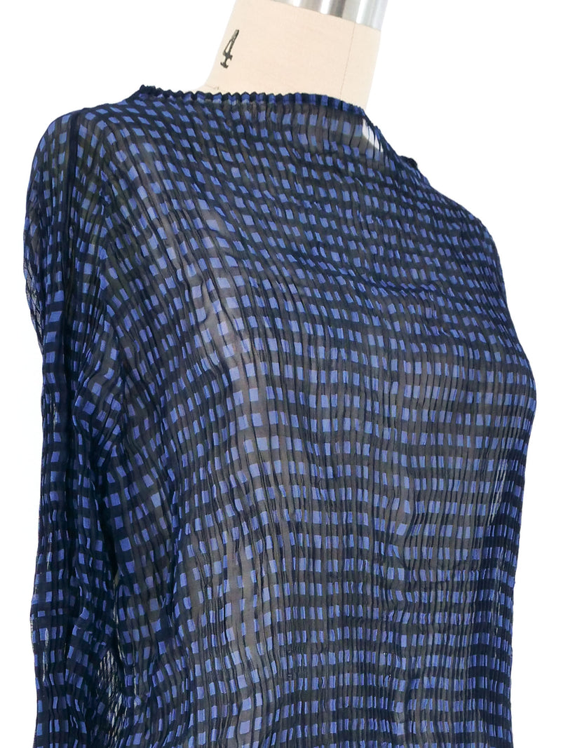 Issey Miyake Pleated Sheer Long Sleeve Top Top arcadeshops.com