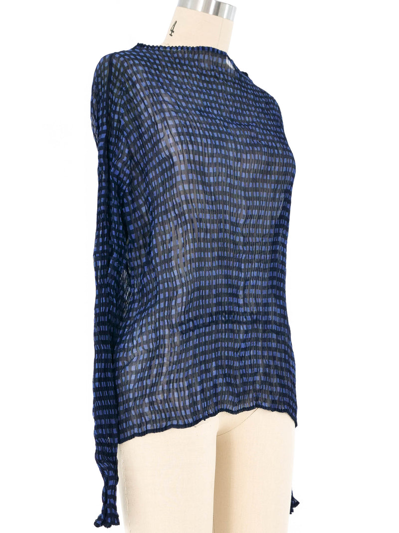 Issey Miyake Pleated Sheer Long Sleeve Top Top arcadeshops.com