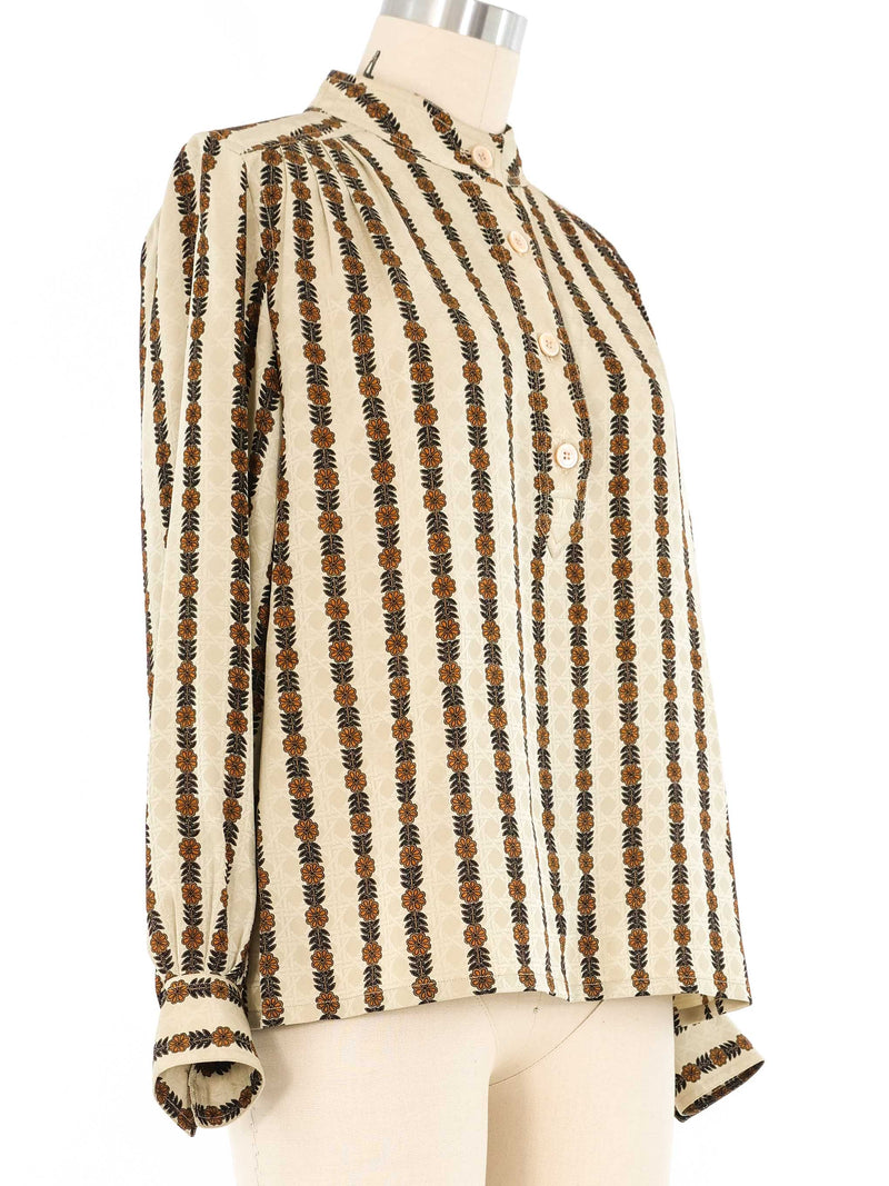 Celine Silk Floral Print Blouse Top arcadeshops.com