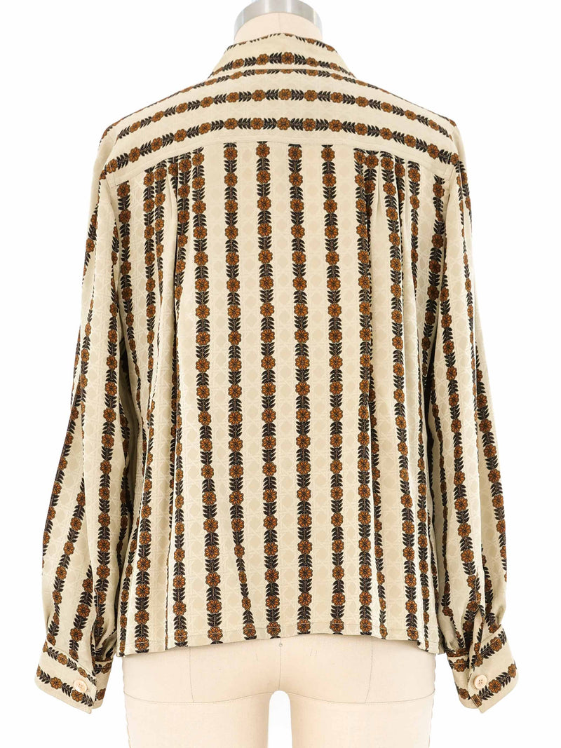Celine Silk Floral Print Blouse Top arcadeshops.com