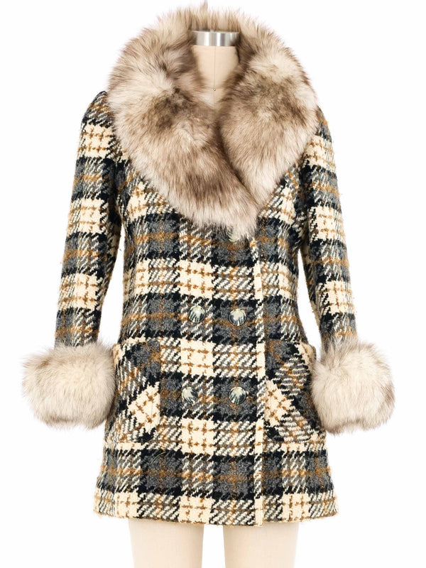 Fur Trimmed Tweed Coat Outerwear arcadeshops.com