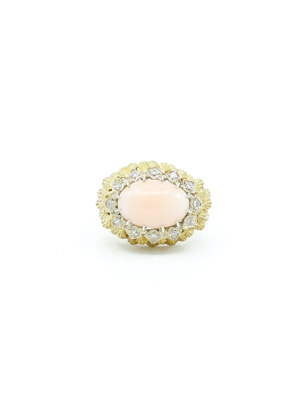 18k Diamond Accented Coral Ring Fine Jewelry arcadeshops.com