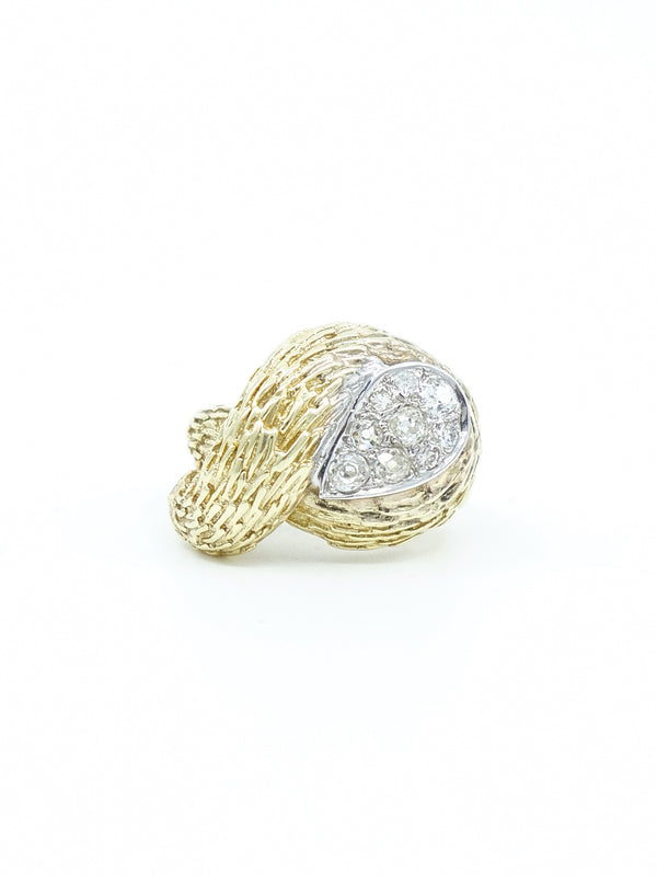 14k Textured Gold and Diamond Knot Ring Fine Jewelry arcadeshops.com
