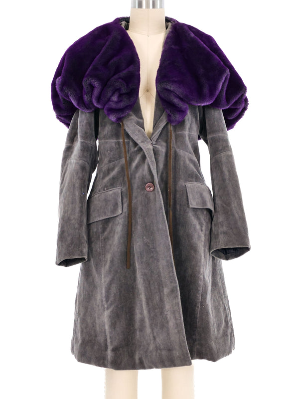 Issey Miyake Faux Fur Trimmed Coat Outerwear arcadeshops.com