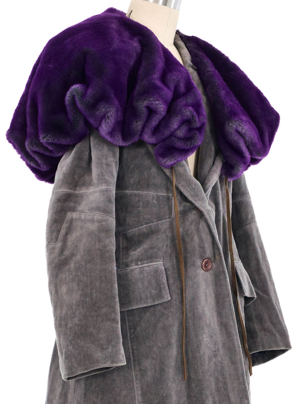 Issey Miyake Faux Fur Trimmed Coat Outerwear arcadeshops.com