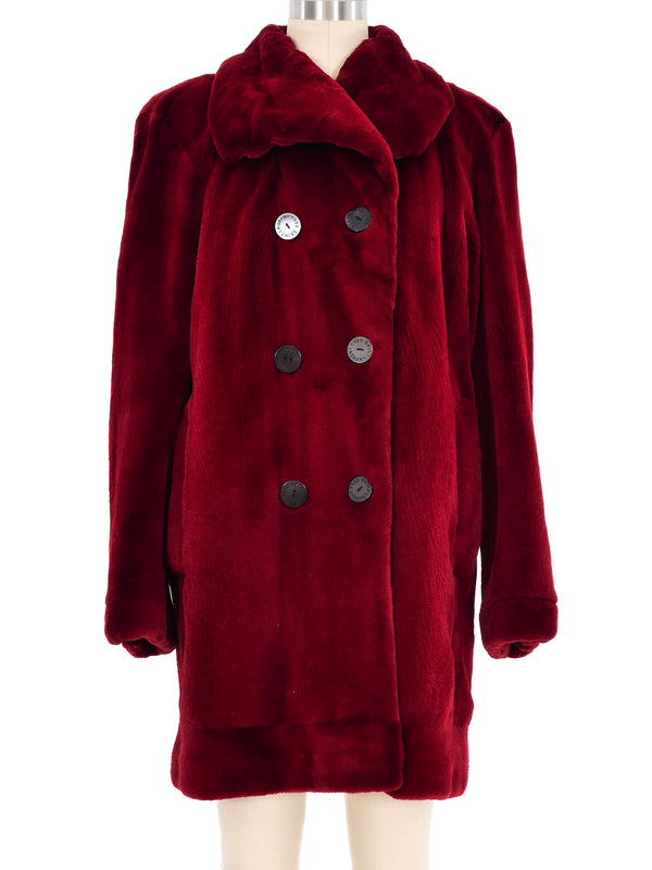 Yves Saint Laurent Black Cherry Sheared Fur Coat Outerwear arcadeshops.com