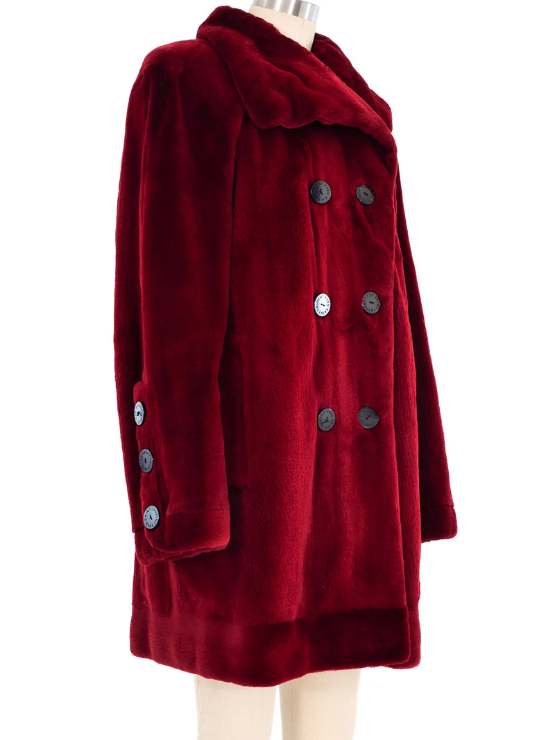 Yves Saint Laurent Black Cherry Sheared Fur Coat