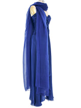 Oscar De La Renta Blue Chiffon Strapless Gown Dress arcadeshops.com