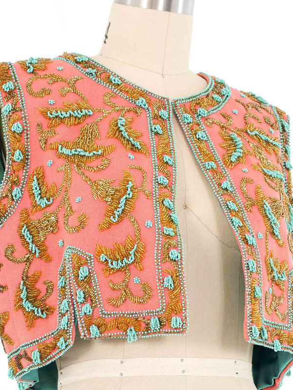 1960s Bead Embellished Coral Vest Jacket arcadeshops.com