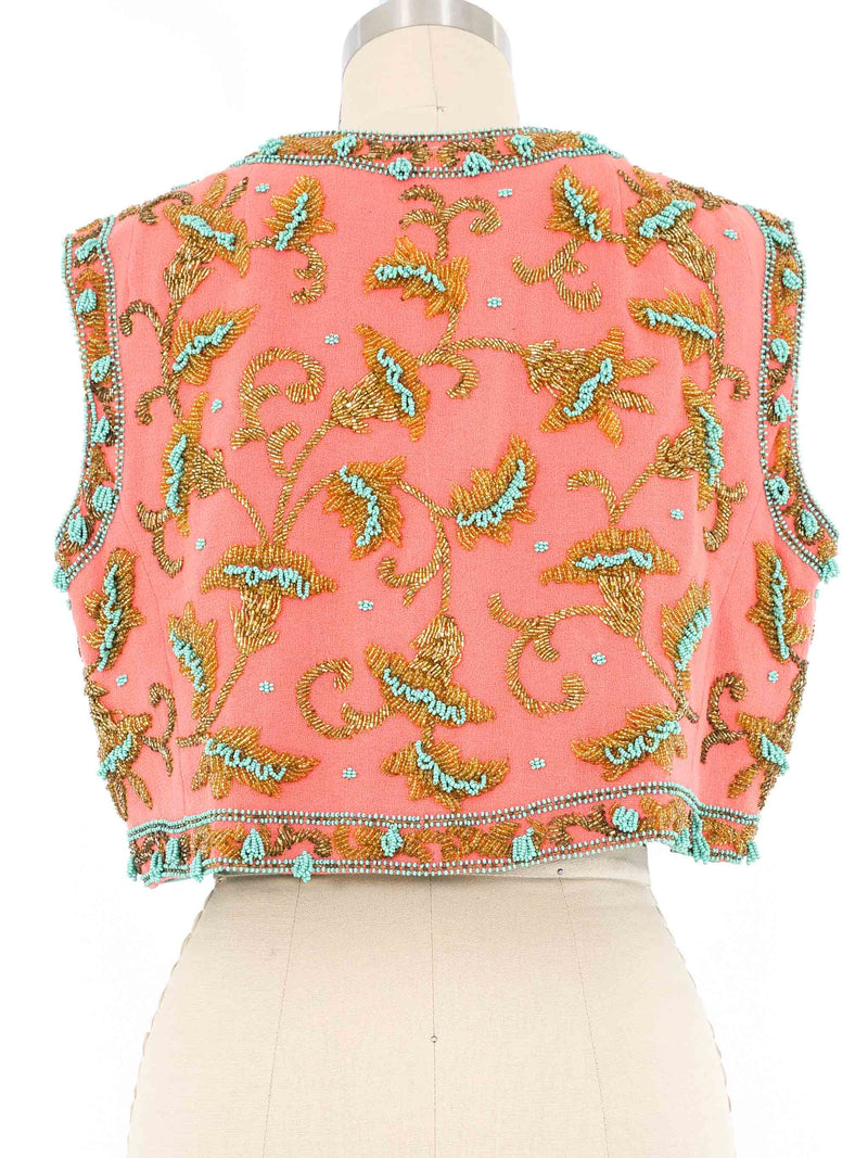 1960s Bead Embellished Coral Vest Jacket arcadeshops.com