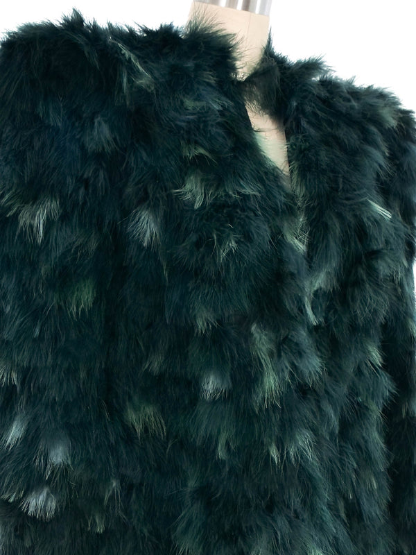 Yves Saint Laurent Green Feather Jacket Outerwear arcadeshops.com