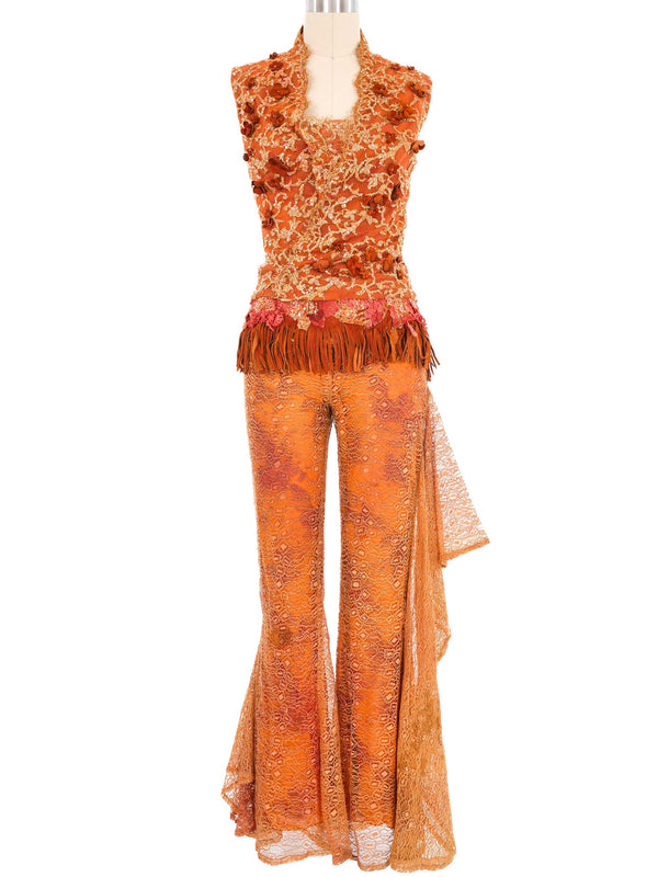 Michael Casey Embellished Lace Pant Ensemble Suit arcadeshops.com