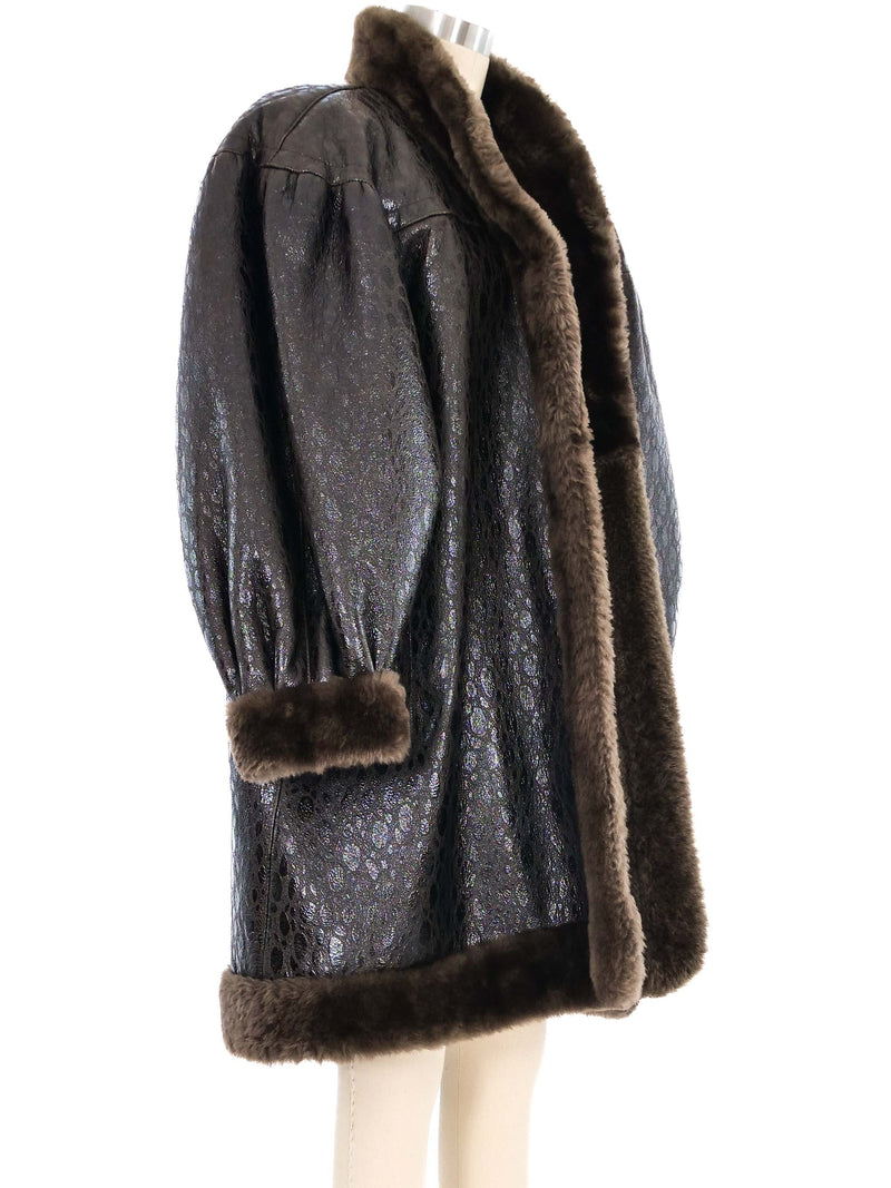 Yves Saint Laurent Textured Shearling Coat Outerwear arcadeshops.com