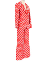 1970s Red Brocade Pant Suit Suit arcadeshops.com