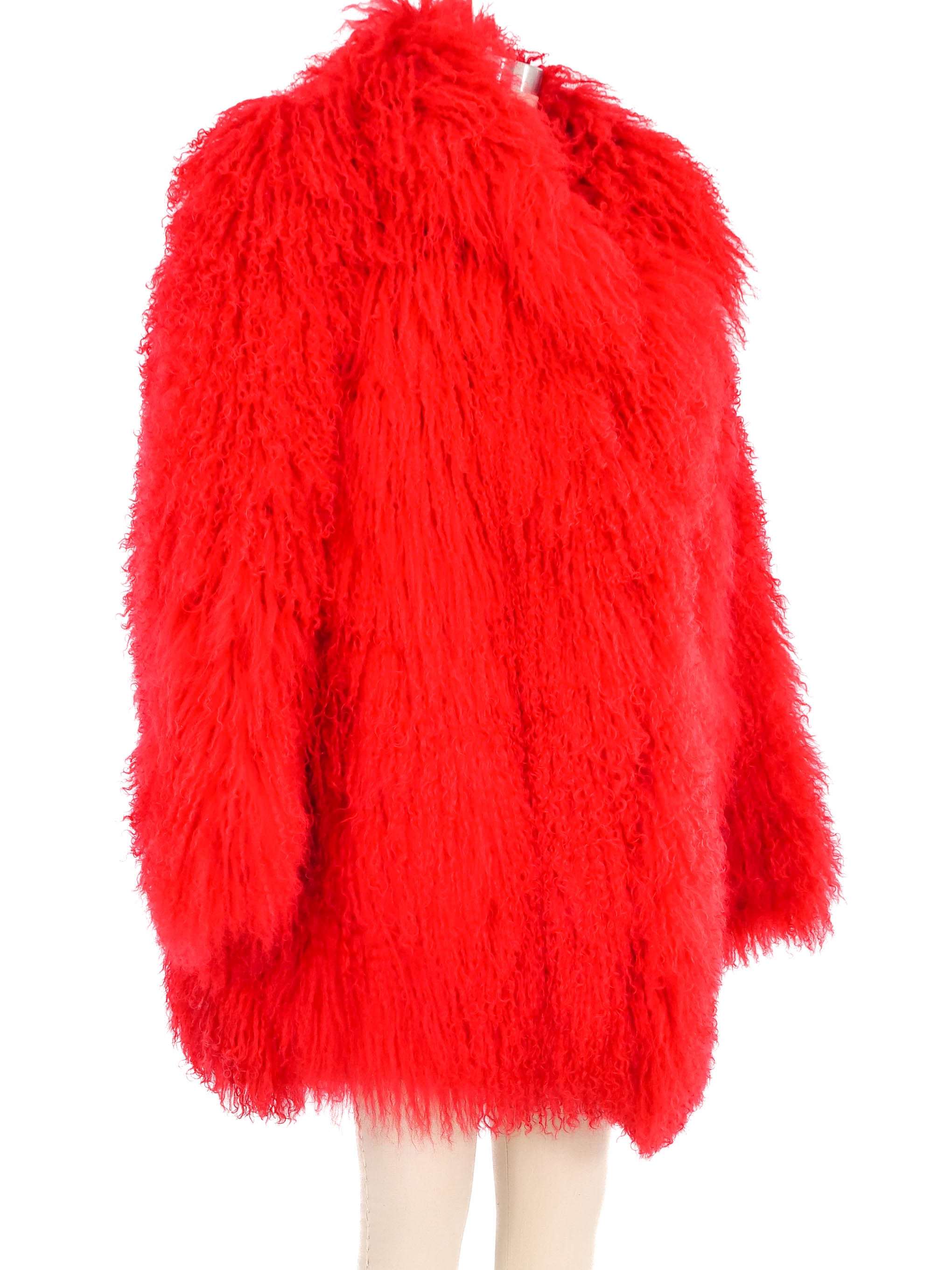 ムートン・ファーコート MOLLIOLLI MONE Crop Mini Fur Vest Pouch Set Red Red Mongolian Fur Coat