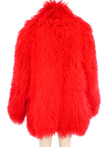 Red Mongolian Fur Coat Outerwear arcadeshops.com
