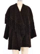 Fendi Tasseled Shawl Collar Wool Coat Jacket arcadeshops.com