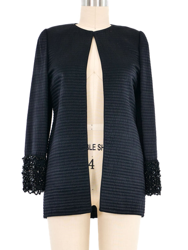 Mary McFadden Beaded Cuff Quilted Jacket Jacket arcadeshops.com