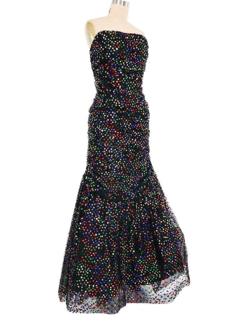 Arnold Scaasi Sequin Tulle Gown Dress arcadeshops.com