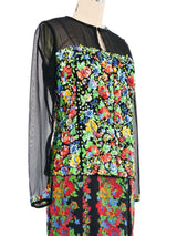 Carolina Herrera Floral Gown and Beaded Jacket Ensemble Dress arcadeshops.com