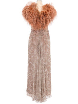 Ruben Panis Ostrich Feather Trimmed Gown Dress arcadeshops.com