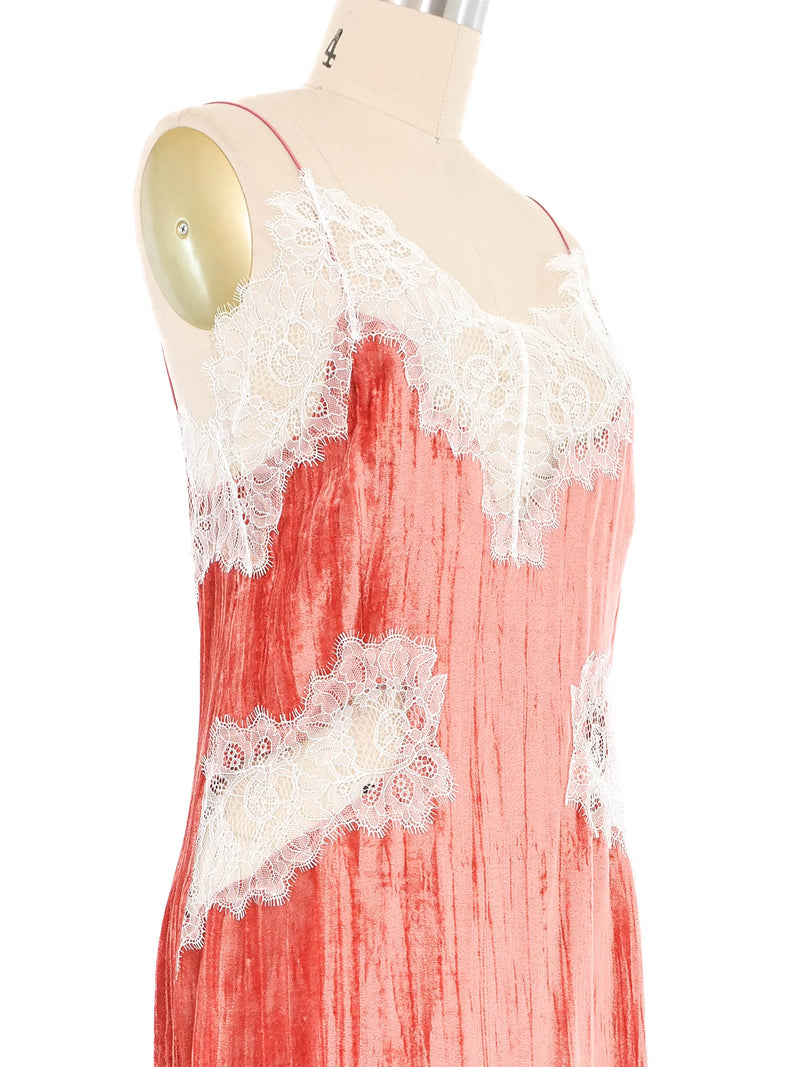 Lace Accented Velvet Slip Dress Dress arcadeshops.com