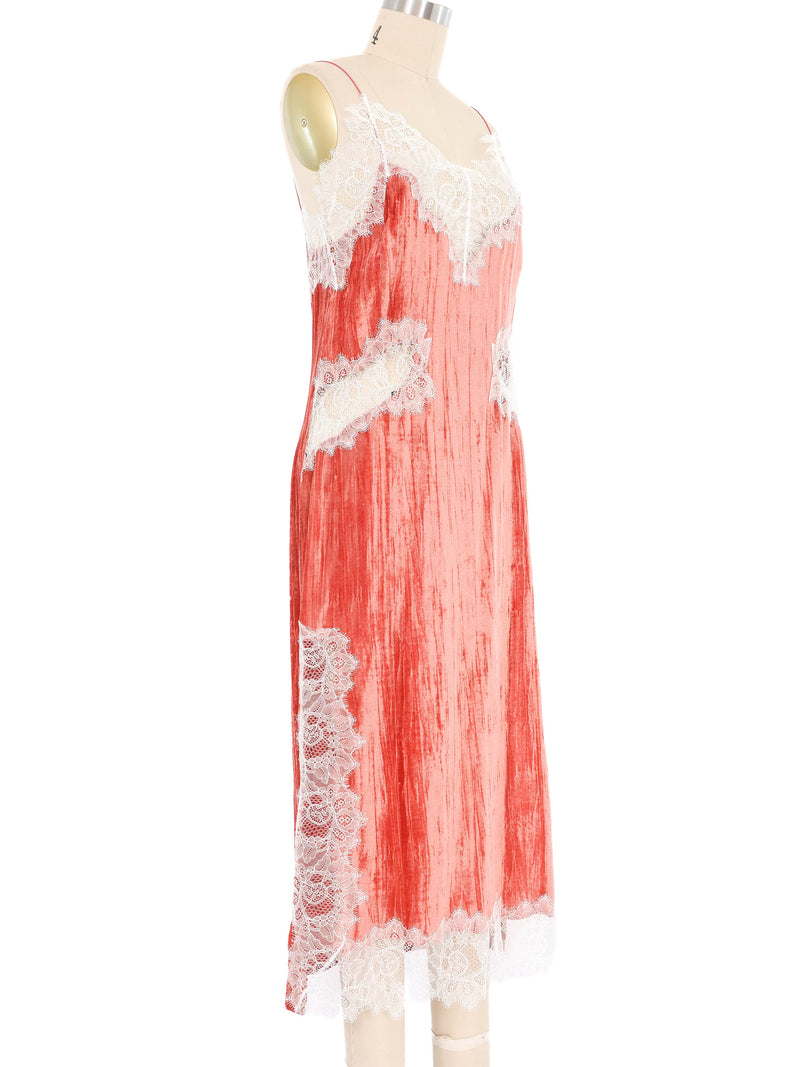 Lace Accented Velvet Slip Dress Dress arcadeshops.com