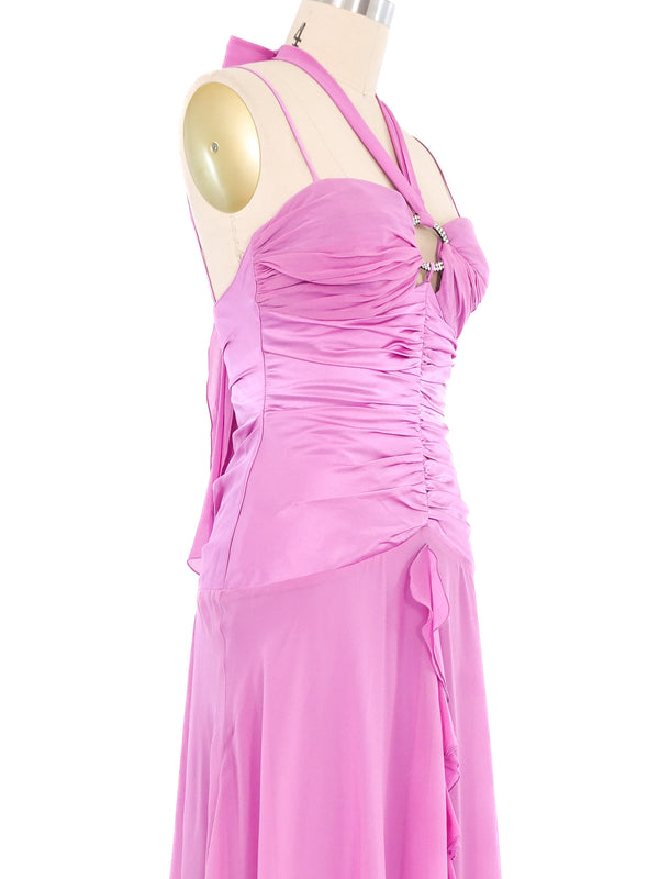 Mauve Chiffon Ruffle Gown Dress arcadeshops.com