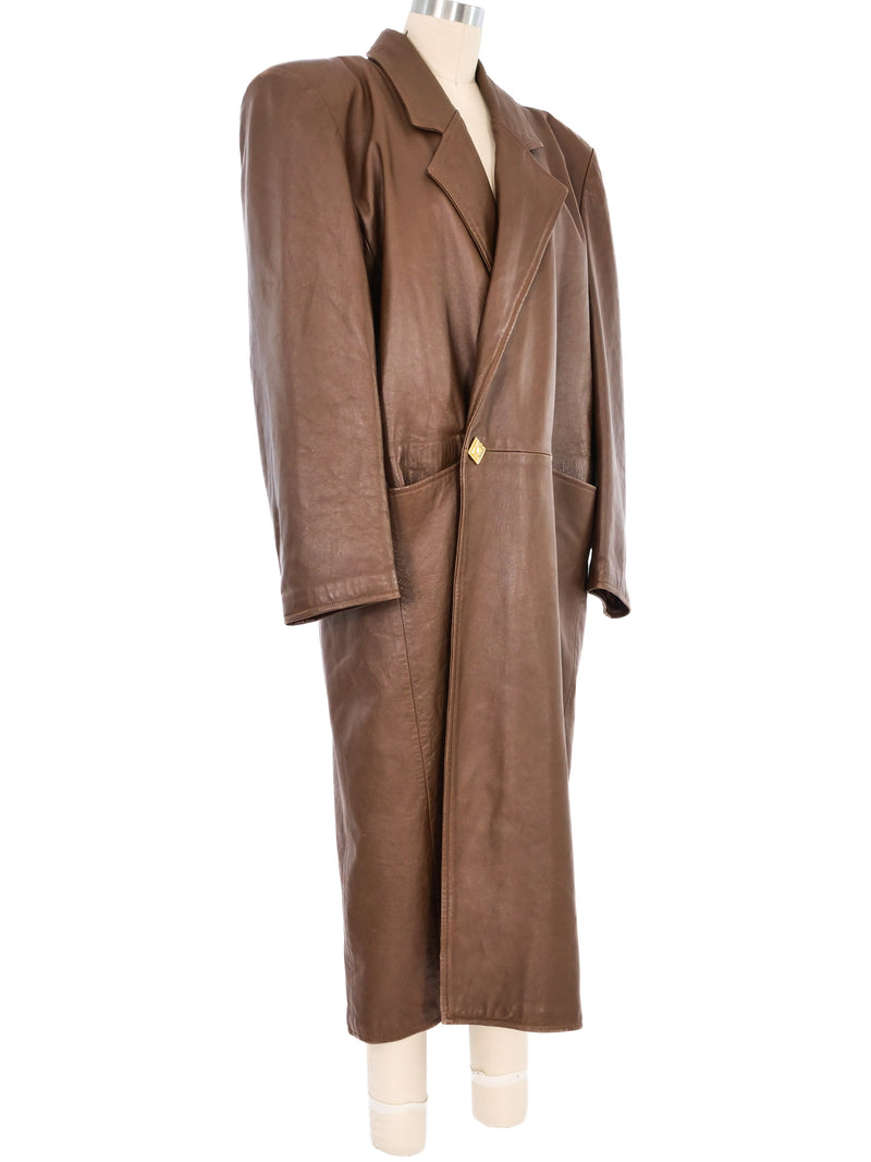 Fendi Caramel Leather Overcoat Outerwear arcadeshops.com