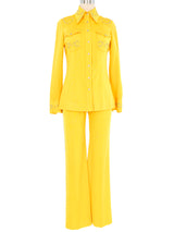 1970s Sunflower Studded Three Piece Pant Suit Suit arcadeshops.com