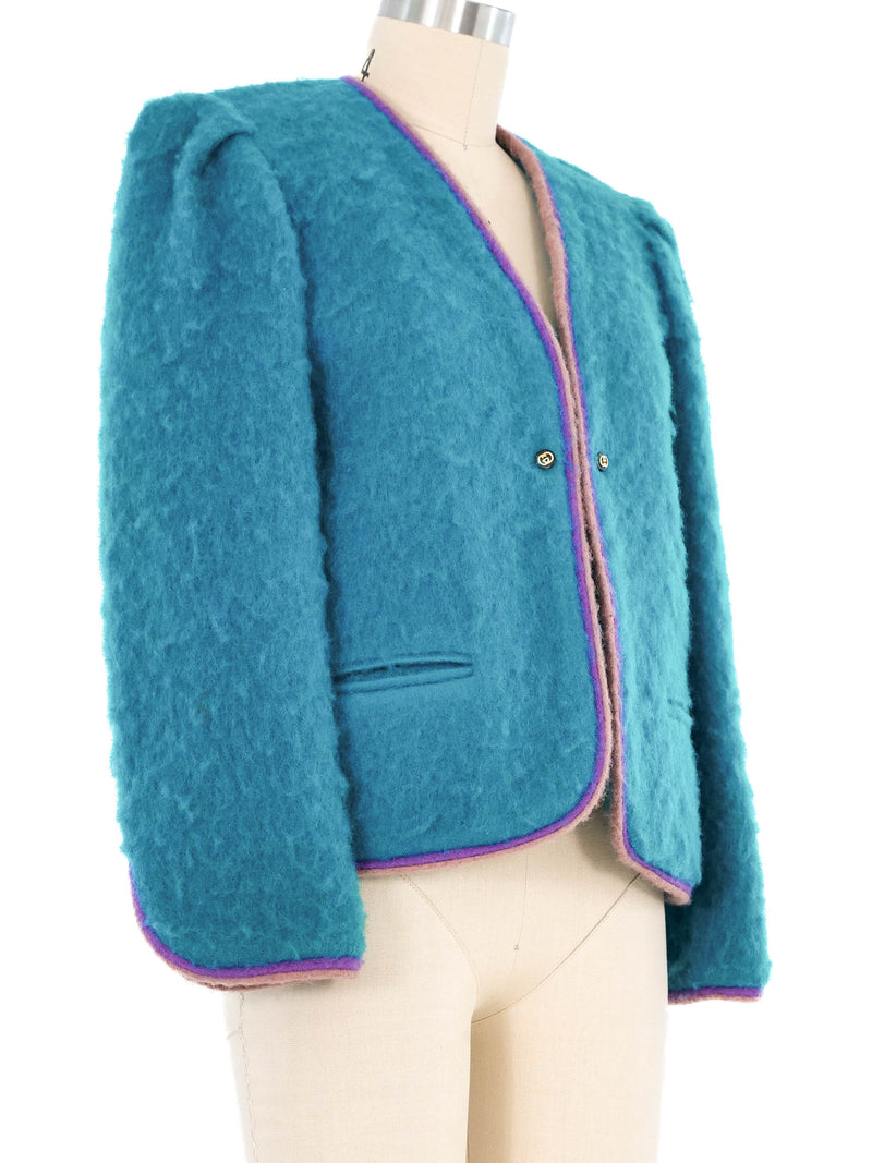 1980s Gucci Teal Wool Jacket Jacket arcadeshops.com