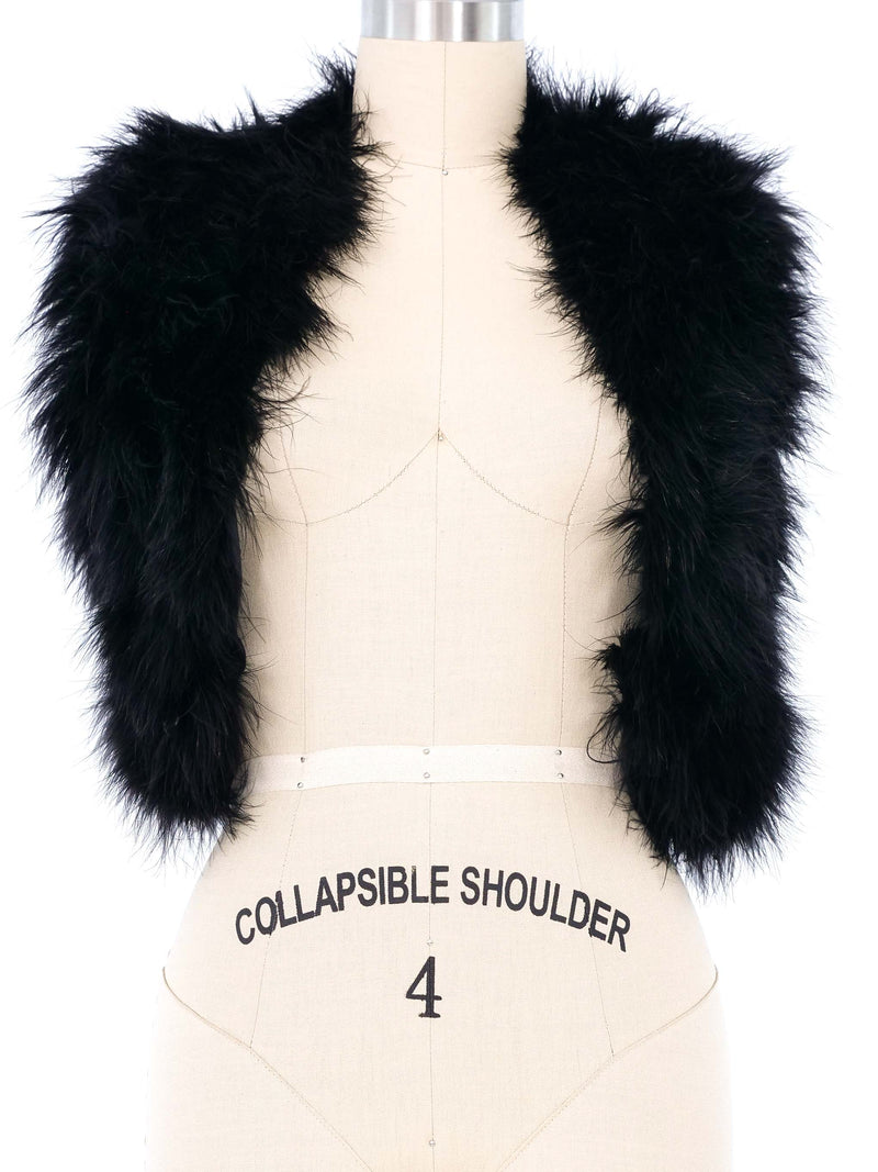 Black Marabou Feather Vest Jacket arcadeshops.com