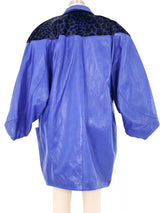 Electric Blue Oversized Leather Coat Jacket arcadeshops.com