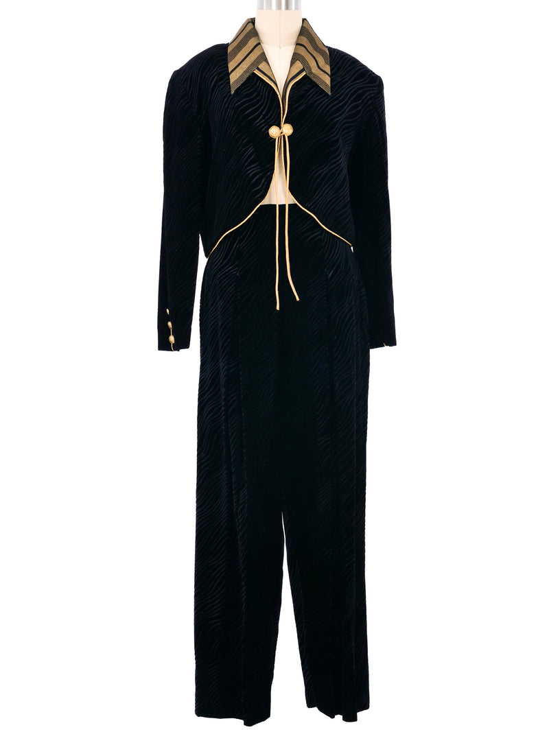 Jeanne Marc Velvet Burnout Suit Suit arcadeshops.com