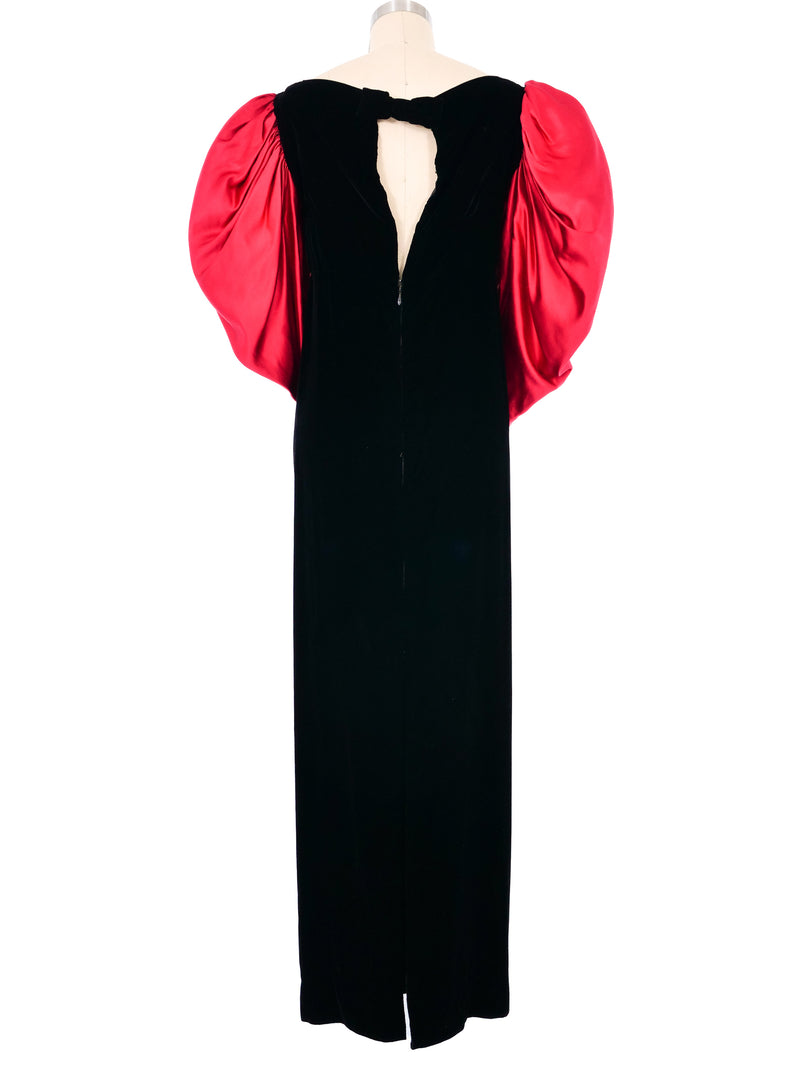 Oscar De La Renta Velvet Puff Sleeve Gown Dress arcadeshops.com