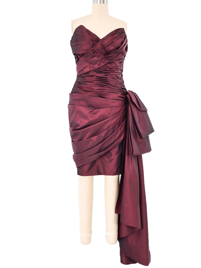 Victor Costa Burgundy Ruched Cocktail Dress Dress arcadeshops.com