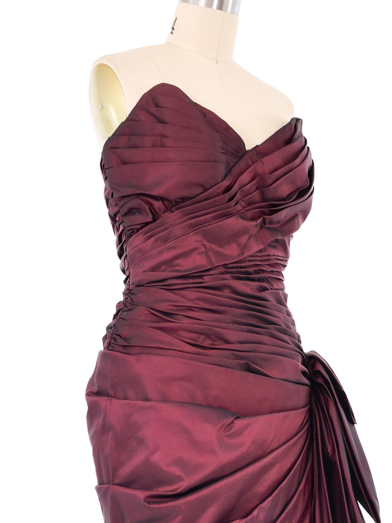 Victor Costa Burgundy Ruched Cocktail Dress Dress arcadeshops.com