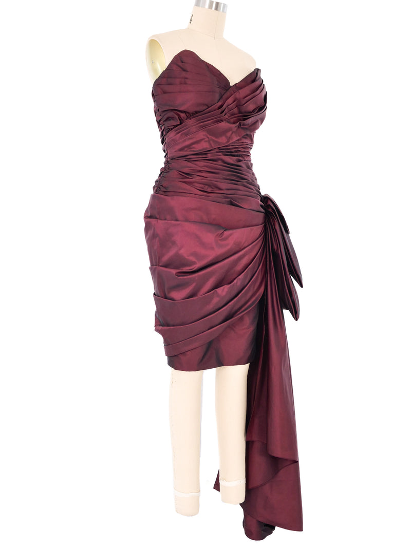 Victor Costa Burgundy Ruched Cocktail Dress Dress arcadeshops.com