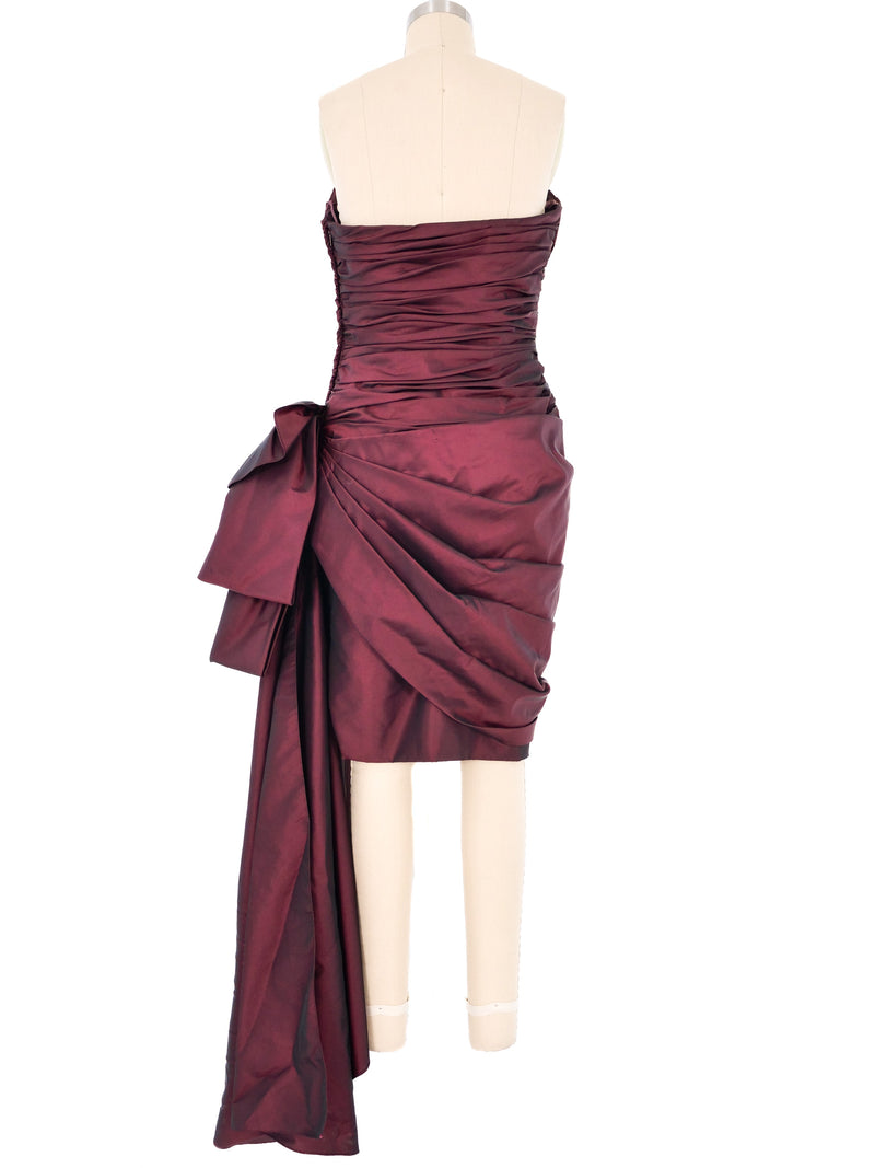 Victor Costa Burgundy Ruched Cocktail Dress Dress arcadeshops.com