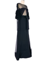 Valentino Ruffled Sleeve Illusion Gown Dress arcadeshops.com
