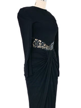 Ruched Lace Embellished Jersey Gown Dress arcadeshops.com