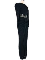Ruched Lace Embellished Jersey Gown Dress arcadeshops.com